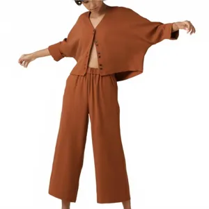 Vetta Capsule The Wide Leg Crop Pants Terracotta Orange Women's Size Small thumbnail 1