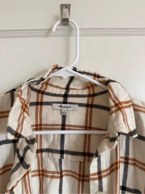 Madewell Cream Plaid Shirt Jacket with Rust & Black Checks thumbnail 2