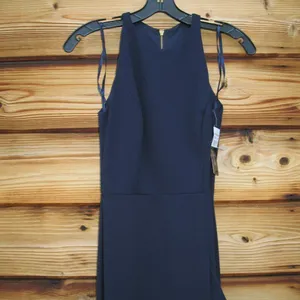 NWT Betsy & Adam Arielle Blue Size 2 Ruffle Hem Halter Gown Dress thumbnail 7