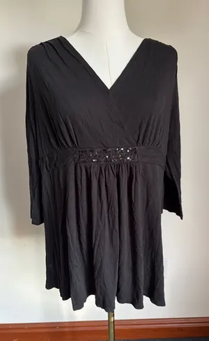 Motherhood Black V-Neck Embellished Empire Tunic thumbnail 1