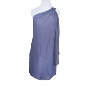 JJ's House Dress Women Size 6 Purple Stormy One Shoulder Chiffon ‎ Sheath Dress thumbnail 3