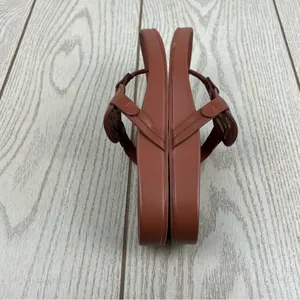 Tommy Hilfiger Women's Large TH Logo Relina Footbed Sandals 5.5M Med Brown $69 thumbnail 4
