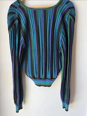 Ronny Kobo Metallic Stripe Knit Top thumbnail 3