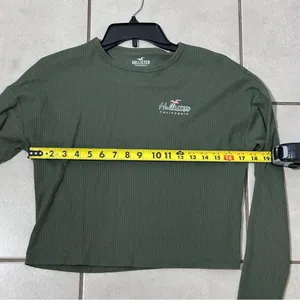 Hollister Women Green Ribbed Long Sleeve‎ Top Size Small thumbnail 8