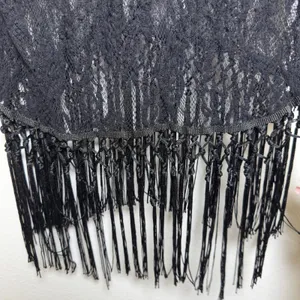 Anthropologie Sleeping on Stars Women Crochet Lace Top‎ Black Fringe Western thumbnail 4