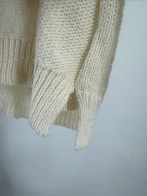 American Eagle Outfitters Cream Crewneck cable Knit Sweater wool blend L winter thumbnail 5