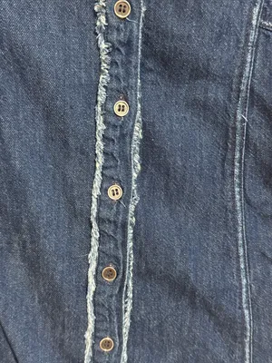 We The Free Boho Indigo Suhrie Denim Puff-Sleeve Button Front Oversized Shirt thumbnail 4