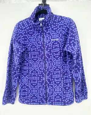 Columbia Sportswear Fleece Jacket Women M Blue Purple Geometric Full Zip Outdoor thumbnail 1