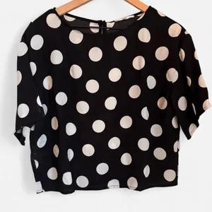MNG Casual Mango Black & White Polka Dot Blouse Size M Workwear thumbnail 1