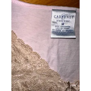 Cabernet Pink Tan Lace Trim Sleepwear Two Piece Pajama Set Size Medium thumbnail 11