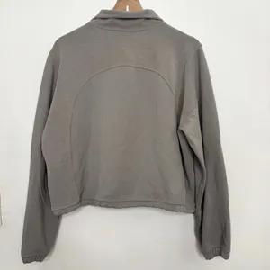 Lululemon Brushed Softstreme Ribbed Half Zip Sweatshirt Riverstone Beige Size 12 thumbnail 5