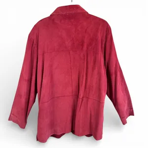 Jessica Holbrook Vintage Red Suede Leather Jacket Button Front Blazer Large thumbnail 2