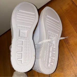 Puma 9.5 Cali Wedge White Platform Sneakers Leather Chunky Shoe Style: 373438_01 thumbnail 7