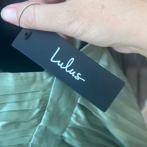 Lulus Totally Charming Sage Green Satin Pleated Halter Midi Dress L thumbnail 11