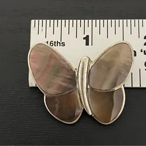 Sterling Siver Abalone Shell Butterfly Pendant Silver thumbnail 3