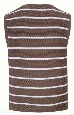 Brown and white stripped tie top thumbnail 3