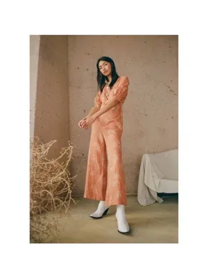 Capulet Isalina Linen Cropped Jumpsuit S Oleander Floral Puff Sleeve Wide Leg thumbnail 3