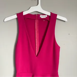 LOVERS + FRIENDS | Fuchsia Pink Mi Amor Deep V Neck Flare Mini Dress Sz XS thumbnail 3