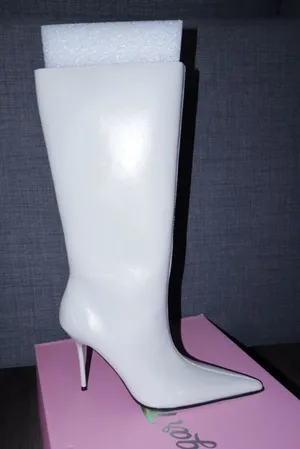 Sugar Thrillz White Pointed Toe Stiletto Knee High Boots GoGo Boots size 7 thumbnail 1