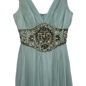 NWT Mandalay AQ Blue Silk Gold Beaded Embellished Mini Cocktail Party Dress Sz 6 thumbnail 3