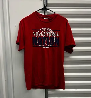 Red t-shirt with Volleyball Nation design. Size M thumbnail 1
