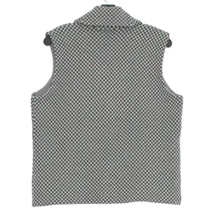 Houndstooth Sweater Vest Shawl Collar Gray L Button Up Preppy Academia Chaps thumbnail 5