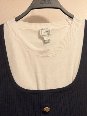 Maeve Navy/Ivory Twofer Double-Breasted Mini Dress Size XL with Gold Buttons thumbnail 7