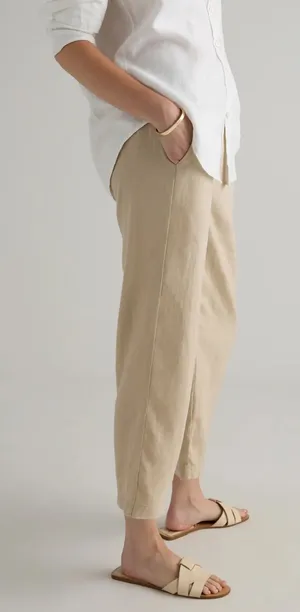 Quince 100% Linen Relaxed Pants in Beige Size XS thumbnail 1