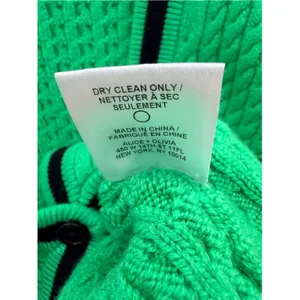 Alice + Olivia Jenae Cable Knit Cardigan S Preppy Twee Crop Green Wool Sweater thumbnail 7