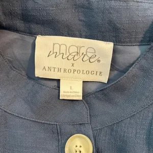 Mare Mare x Anthropologie Size L Button Front Maxi Dress Dusty Blue Pockets thumbnail 4
