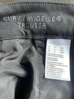 American Eagle Outfitters Black Curvy Wide Leg Dress Trousers Stretch Size 16L thumbnail 8