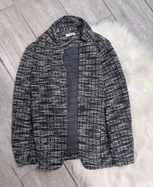 Max Studio Black and White Textured Knit Blazer thumbnail 1