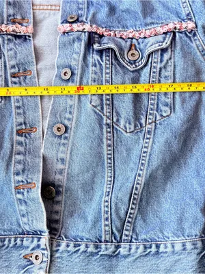 REPLAY Made in Italy Women’s XL Classic Denim Vintage Embellished Cropped Jacket thumbnail 10