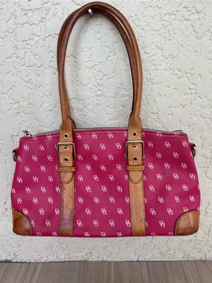 Dooney & Bourke Pink Signature Shoulder Bag with Brown Trim thumbnail 3