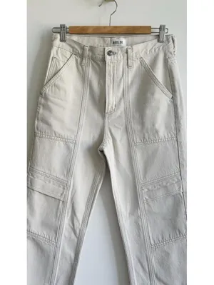 AGOLDE Cooper Cargo Pants 25 Ecru Organic Cotton High Rise Utility Denim thumbnail 6