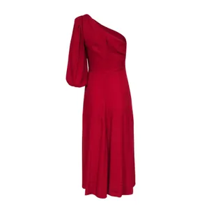 Reformation Dress Sz 2 Red One Shoulder Midi Formal Cocktail Party Wedding Guest thumbnail 4