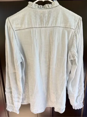 Faherty Willa Organic Cotton Top Ice Blue Size Large thumbnail 13
