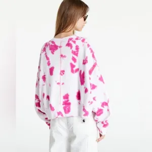 Nike Women's Sportswear Oversized Fleece Pink Tie-Dye Crew Sweatshirt medium thumbnail 3