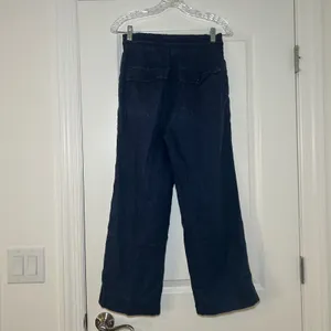 Gap Navy Blue Linen Blend Wide Leg Smocked Waist Drawstring Pants Womens Size 0 thumbnail 4