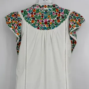 Love The Label Mini Dress Medium White Floral Embroidered Flutter Sleeve‎ Boho thumbnail 5