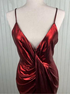 Revolve H:ours Lilith Dress Metallic Dark Red Size Small Draped Mini Going Out thumbnail 4