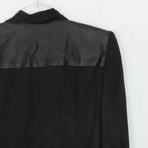Alice + Olivia Lamb Leather Trim Draped Blazer Jacket Black Womens Size S‎ thumbnail 7