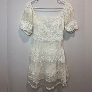 Free People Be Your Baby Lace Mini Dress‎ in Ivory Size XS thumbnail 3