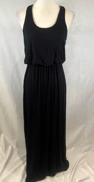Lush black jersey knit maxi dress size medium thumbnail 1