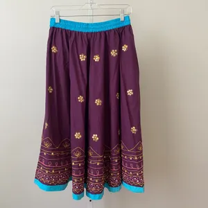 Mamta Cotton Boho Beachy Relaxed Peasant Ethereal Midi Skirt Teen Purple thumbnail 7