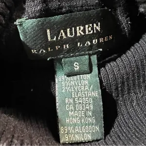 Ralph Lauren Women's Black Cable Knit Turtleneck Sweater Logo Embroidery thumbnail 3