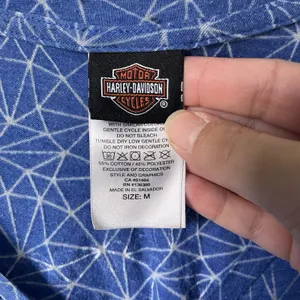 Harley Davidson T-Shirt V-Neck Blue Patterned Barnett El Paso, Texas Women's Med thumbnail 5