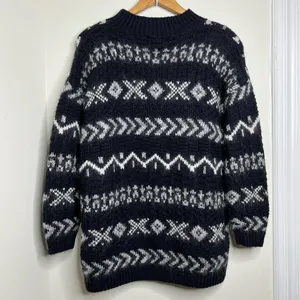 Vintage 90s Forenza Wool Blend Sweater Women’s Oversized Medium Black White thumbnail 4