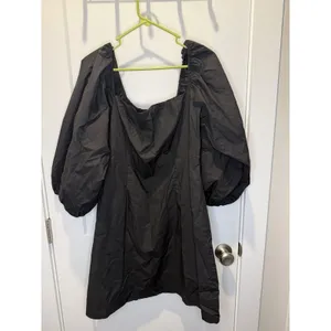 Pomander Place Tuckernuck Square Neck Chloe Mini Dress Black Puff Sleeve Sz XL thumbnail 2
