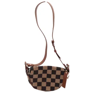 Unbranded Crossbody Bag Womens OS Checkered Brown Crescent Sling Pouch Excellent thumbnail 3